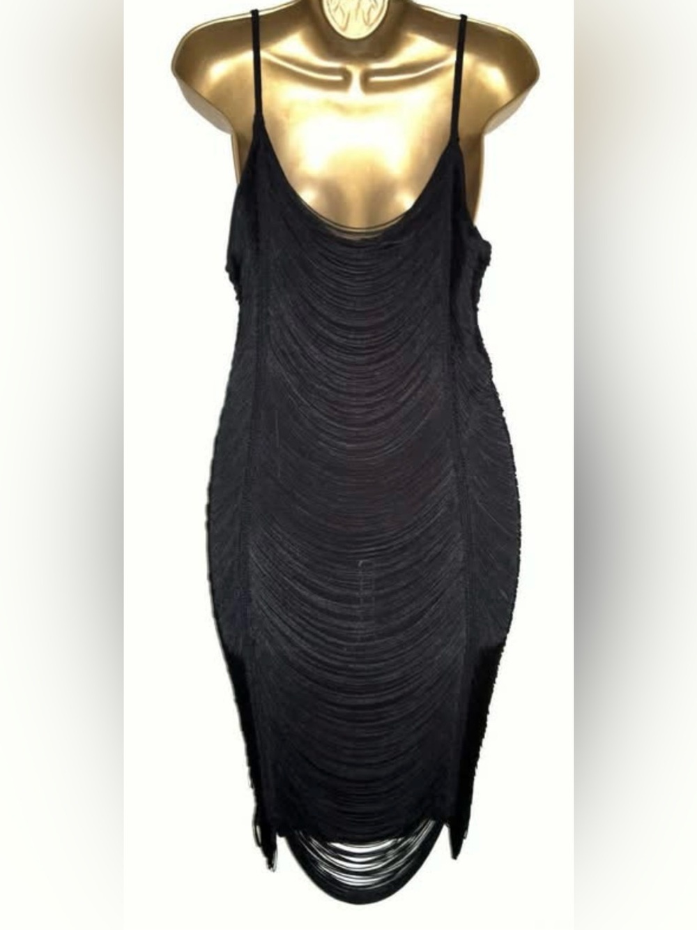 Black Draped Chain-Effect Midi Dress by Issue New York - Sleek midi dress